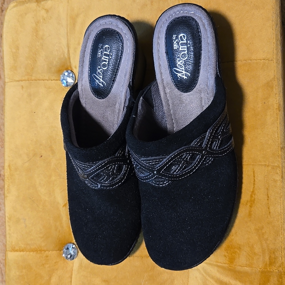 Black slide on shoes